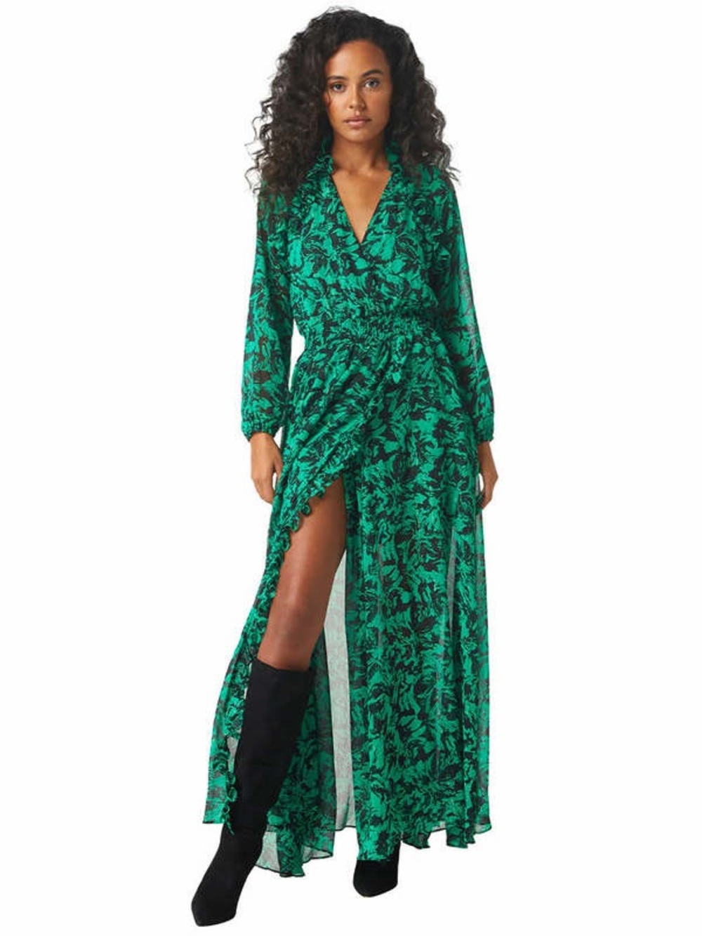 NWT Misa Los Angeles Jocasta Maxi Dress Emerald Abstract ~ Size XS Retail $495